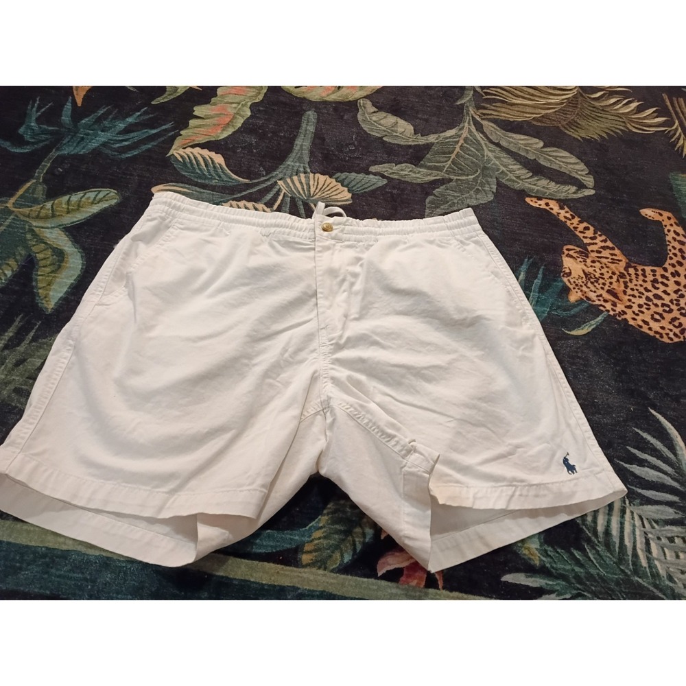 Polo Ralph Lauren Stretch Classis Fit Shorts Mens XXL White Blue Pony Logo